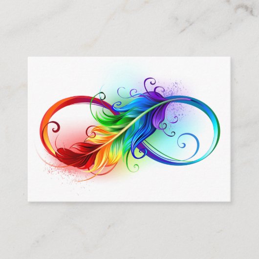 Unendliches Symbol mit Regenbogenfederhalter Hinweiskarte (Vorderseite)