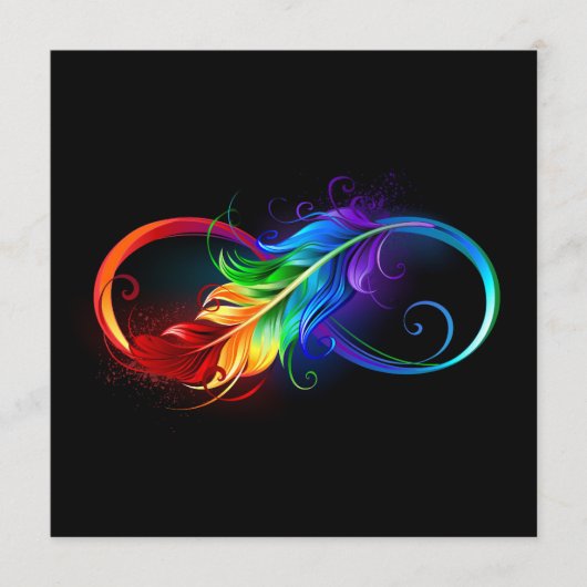 Unendliches Symbol mit Regenbogenfederhalter Hinweiskarte (Vorderseite)