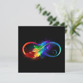 Unendliches Symbol mit Regenbogenfederhalter Hinweiskarte (Stehend Vorderseite)