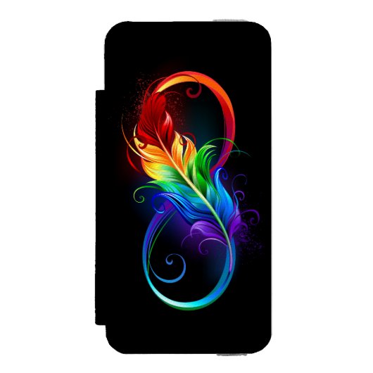 Unendliches Symbol mit Regenbogenfederhalter Incipio iPhone Geldbeutel-Hülle (Folio Vorderseite)