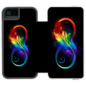 Unendliches Symbol mit Regenbogenfederhalter Incipio iPhone Geldbeutel-Hülle (Folio Geöffnet)