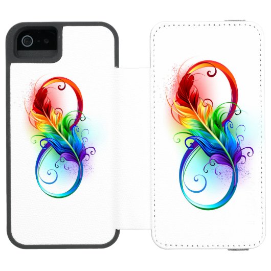 Unendliches Symbol mit Regenbogenfederhalter Incipio iPhone Geldbeutel-Hülle (Folio Geöffnet)