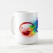 Unendliches Symbol mit Regenbogenfederhalter Kaffeetasse (Vorderseite Links)
