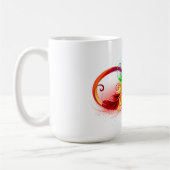 Unendliches Symbol mit Regenbogenfederhalter Kaffeetasse (Links)