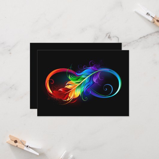 Unendliches Symbol mit Regenbogenfederhalter Karte (Vorderseite/Rückseite Beispiel)