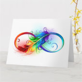 Unendliches Symbol mit Regenbogenfederhalter Karte (Gelbe Blume)