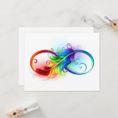 Unendliches Symbol mit Regenbogenfederhalter Karte (Vorderseite/Rückseite Beispiel)