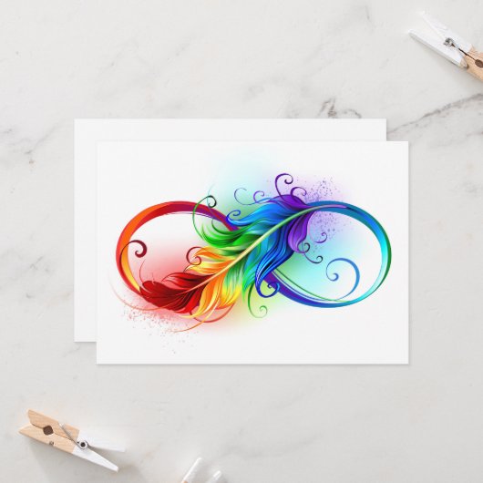 Unendliches Symbol mit Regenbogenfederhalter Karte (Vorderseite/Rückseite Beispiel)
