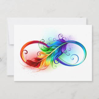 Unendliches Symbol mit Regenbogenfederhalter Karte