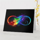 Unendliches Symbol mit Regenbogenfederhalter Karte (Gelbe Blume)