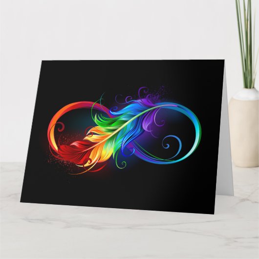 Unendliches Symbol mit Regenbogenfederhalter Karte (Vorderseite)