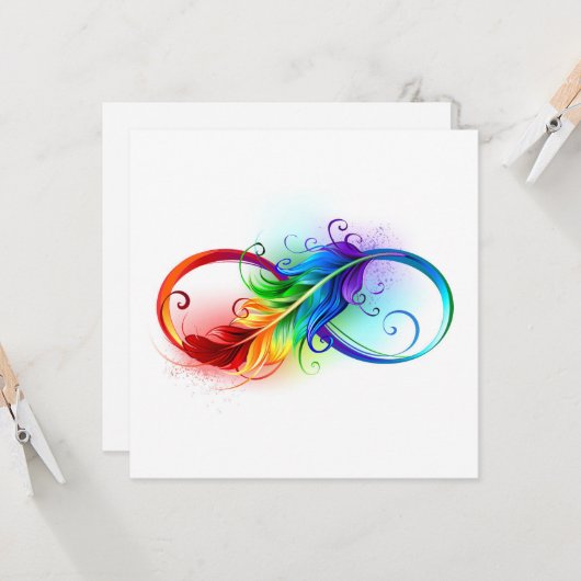 Unendliches Symbol mit Regenbogenfederhalter Karte (Vorderseite/Rückseite Beispiel)