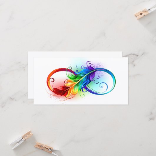 Unendliches Symbol mit Regenbogenfederhalter Karte (Vorderseite/Rückseite Beispiel)
