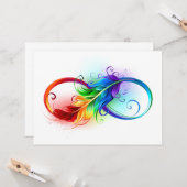 Unendliches Symbol mit Regenbogenfederhalter Karte (Vorderseite/Rückseite Beispiel)