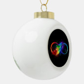 Unendliches Symbol mit Regenbogenfederhalter Keramik Kugel-Ornament (Links)
