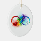 Unendliches Symbol mit Regenbogenfederhalter Keramik Ornament (Rechts)