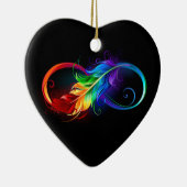 Unendliches Symbol mit Regenbogenfederhalter Keramik Ornament (Rechts)