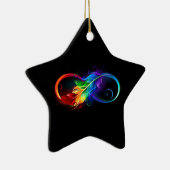 Unendliches Symbol mit Regenbogenfederhalter Keramik Ornament (Rechts)
