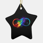 Unendliches Symbol mit Regenbogenfederhalter Keramik Ornament (Links)