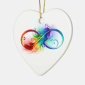Unendliches Symbol mit Regenbogenfederhalter Keramik Ornament (Links)
