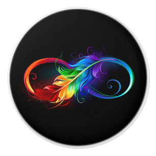 Unendliches Symbol mit Regenbogenfederhalter Keramikknauf