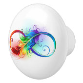 Unendliches Symbol mit Regenbogenfederhalter Keramikknauf (Rechts)