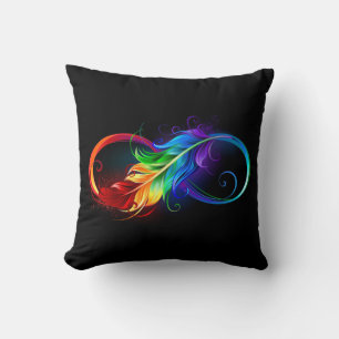 Unendliches Symbol mit Regenbogenfederhalter Kissen