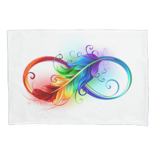 Unendliches Symbol mit Regenbogenfederhalter Kissenbezug
