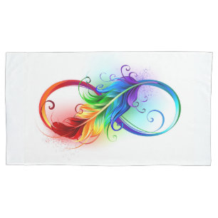 Unendliches Symbol mit Regenbogenfederhalter Kissenbezug