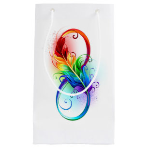 Unendliches Symbol mit Regenbogenfederhalter Kleine Geschenktüte