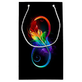 Unendliches Symbol mit Regenbogenfederhalter Kleine Geschenktüte (Rückseite)