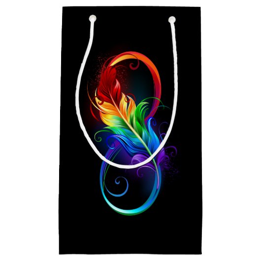 Unendliches Symbol mit Regenbogenfederhalter Kleine Geschenktüte (Vorderseite)