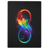 Unendliches Symbol mit Regenbogenfederhalter Klemmbrett (Rückseite)