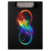 Unendliches Symbol mit Regenbogenfederhalter Klemmbrett (Vorderseite)