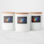Unendliches Symbol mit Regenbogenfederhalter Lebensmitteletikett (Flaschen)