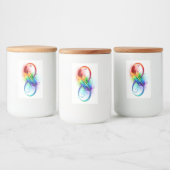 Unendliches Symbol mit Regenbogenfederhalter Lebensmitteletikett (Flaschen)