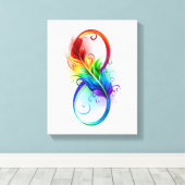 Unendliches Symbol mit Regenbogenfederhalter Leinwanddruck (Insitu (Holzboden))
