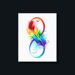 Unendliches Symbol mit Regenbogenfederhalter Leinwanddruck<br><div class="desc">Künstlich gezeichnet Unendlichkeitssymbol mit schöner Regenbogenfeder auf weißem Hintergrund. Tattoo-Stil.</div>
