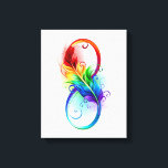 Unendliches Symbol mit Regenbogenfederhalter Leinwanddruck<br><div class="desc">Künstlich gezeichnet Unendlichkeitssymbol mit schöner Regenbogenfeder auf weißem Hintergrund. Tattoo-Stil.</div>