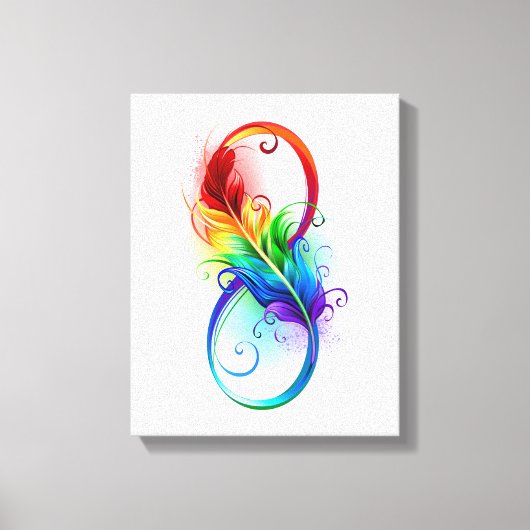 Unendliches Symbol mit Regenbogenfederhalter Leinwanddruck (Vorderseite)