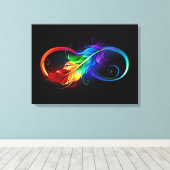 Unendliches Symbol mit Regenbogenfederhalter Leinwanddruck (Insitu (Holzboden))