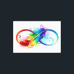 Unendliches Symbol mit Regenbogenfederhalter Leinwanddruck<br><div class="desc">Künstlich gezeichnet Unendlichkeitssymbol mit schöner Regenbogenfeder auf weißem Hintergrund. Tattoo-Stil.</div>