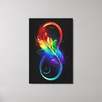 Unendliches Symbol mit Regenbogenfederhalter