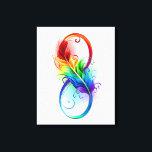 Unendliches Symbol mit Regenbogenfederhalter Leinwanddruck<br><div class="desc">Künstlich gezeichnet Unendlichkeitssymbol mit schöner Regenbogenfeder auf weißem Hintergrund. Tattoo-Stil.</div>