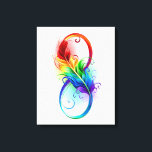 Unendliches Symbol mit Regenbogenfederhalter Leinwanddruck<br><div class="desc">Künstlich gezeichnet Unendlichkeitssymbol mit schöner Regenbogenfeder auf weißem Hintergrund. Tattoo-Stil.</div>
