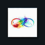 Unendliches Symbol mit Regenbogenfederhalter Leinwanddruck<br><div class="desc">Künstlich gezeichnet Unendlichkeitssymbol mit schöner Regenbogenfeder auf weißem Hintergrund. Tattoo-Stil.</div>