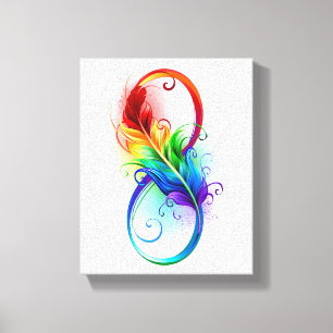 Unendliches Symbol mit Regenbogenfederhalter Leinwanddruck