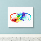 Unendliches Symbol mit Regenbogenfederhalter Leinwanddruck (Insitu (Holzboden))