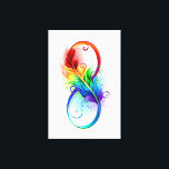 Unendliches Symbol mit Regenbogenfederhalter Leinwanddruck<br><div class="desc">Künstlich gezeichnet Unendlichkeitssymbol mit schöner Regenbogenfeder auf weißem Hintergrund. Tattoo-Stil.</div>