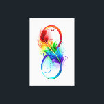 Unendliches Symbol mit Regenbogenfederhalter Leinwanddruck<br><div class="desc">Künstlich gezeichnet Unendlichkeitssymbol mit schöner Regenbogenfeder auf weißem Hintergrund. Tattoo-Stil.</div>
